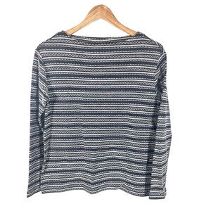 J.Jill Striped Embroidered Knit Sweater Boatneck Top Size Small